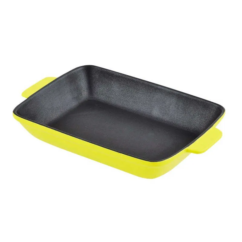 طبق فرن مربع مقاوم للحرارة غير لاصق من Oven Chef مقاس 26 × 20 سم (أصفر)