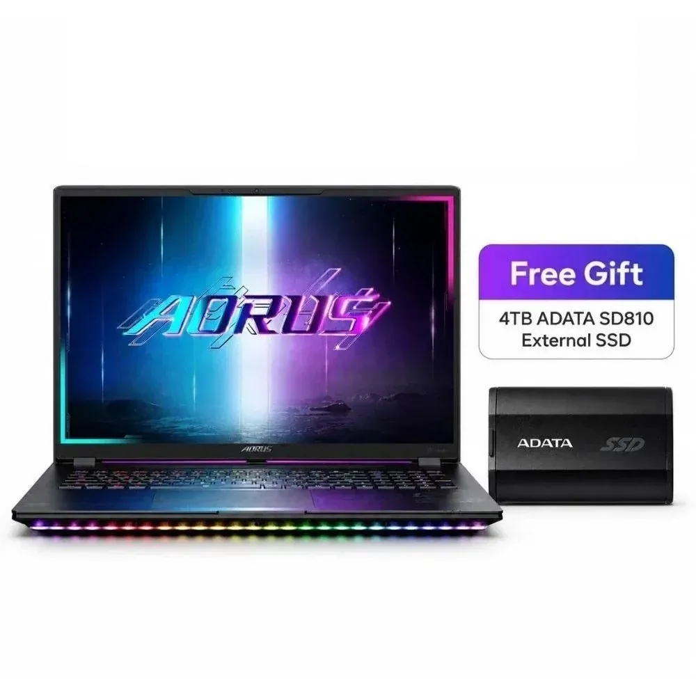 GIGABYTE AORUS MASTER 18 BZH – 18″ WQXGA 240Hz – Intel Core Ultra 9 275HX – 64GB RAM – 2TB SSD – NVIDIA RTX 5090 24GB – WIN 11 PRO K (Free 4TB ADATA SD810 SSD)