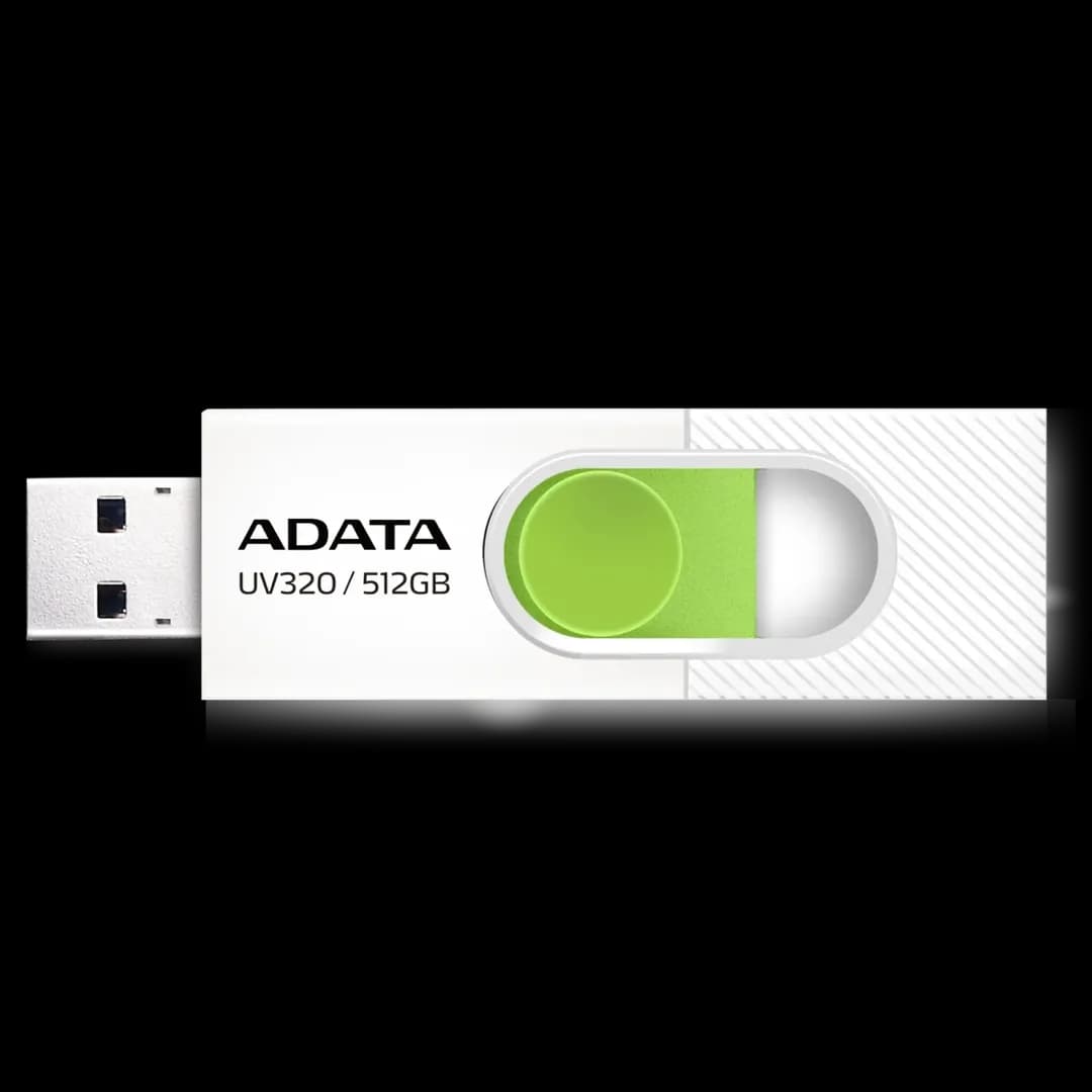 ADATA UV320 USB 3.2 Flash Drive Sliding Connector – 512GB – White/Green