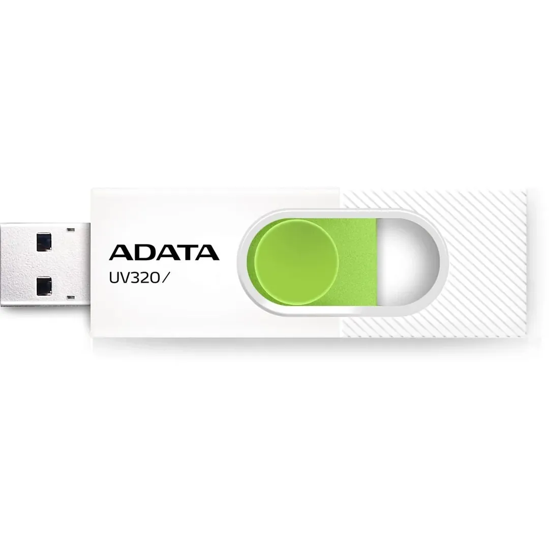ADATA UV320 USB 3.2 Flash Drive Sliding Connector – 32GB – White/Green