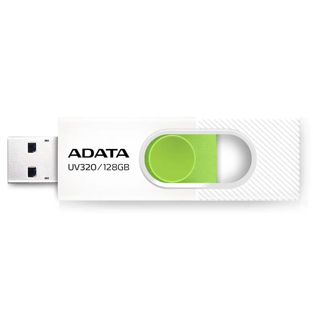 ADATA UV320 USB 3.2 Flash Drive Sliding Connector – 128GB – White/Green