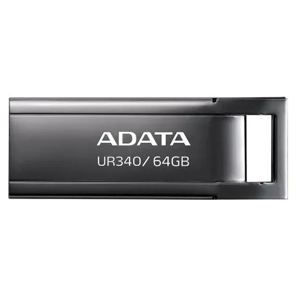ADATA UR340 USB 3.2 Flash Drive Waterproof Dustproof Capless Glossy Black Nickel – 64GB