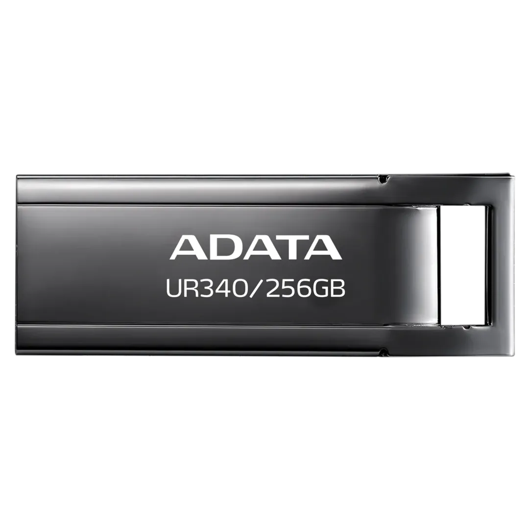 ADATA UR340 USB 3.2 Flash Drive Waterproof Dustproof Capless Glossy Black Nickel – 256GB