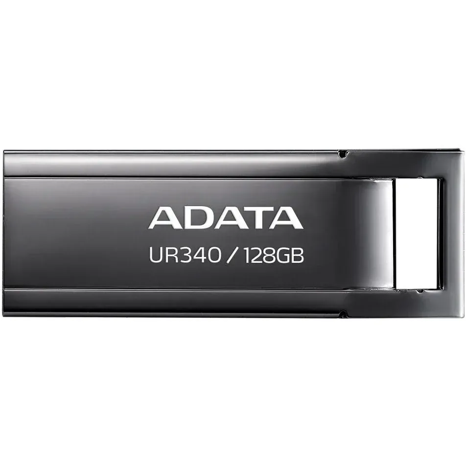 ADATA UR340 USB 3.2 Flash Drive Waterproof Dustproof Capless Glossy Black Nickel – 128GB