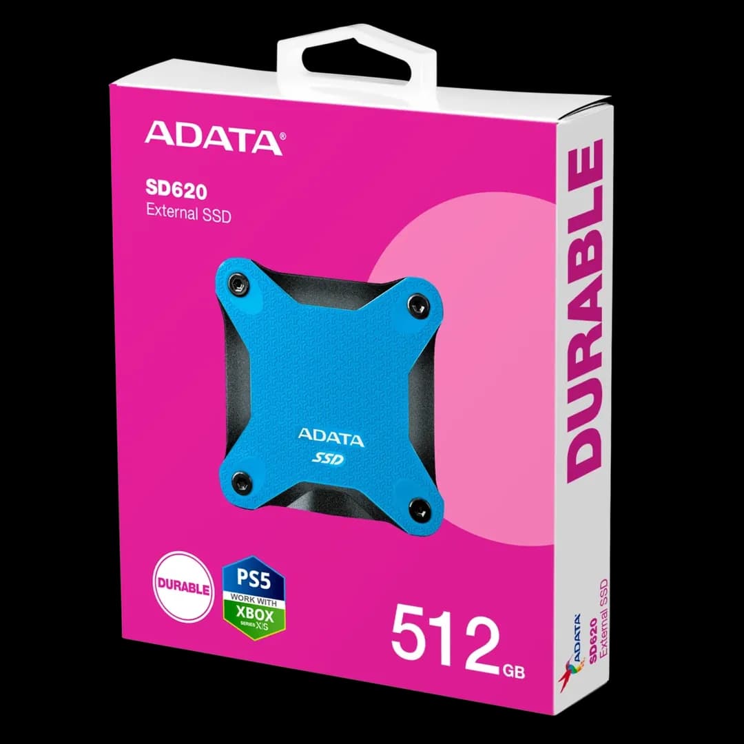 ADATA SD620 External SSD USB 3.2 Gen2 MIL-STD 1.22m Drop Rugged Design – 512GB – Blue