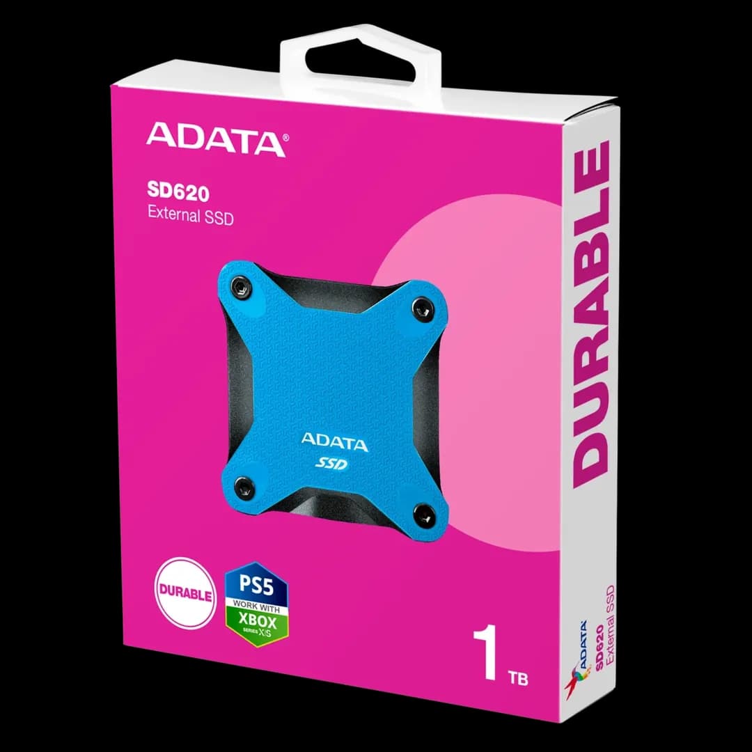 ADATA SD620 External SSD USB 3.2 Gen2 MIL-STD 1.22m Drop Rugged Design – 1TB – Blue