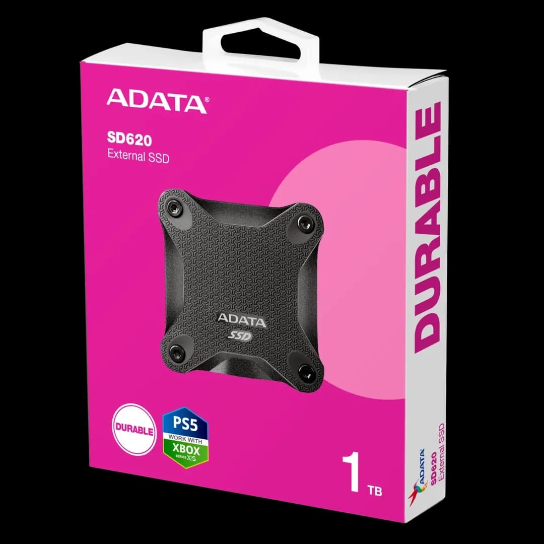 ADATA SD620 External SSD USB 3.2 Gen2 MIL-STD 1.22m Drop Rugged Design – 1TB – Black