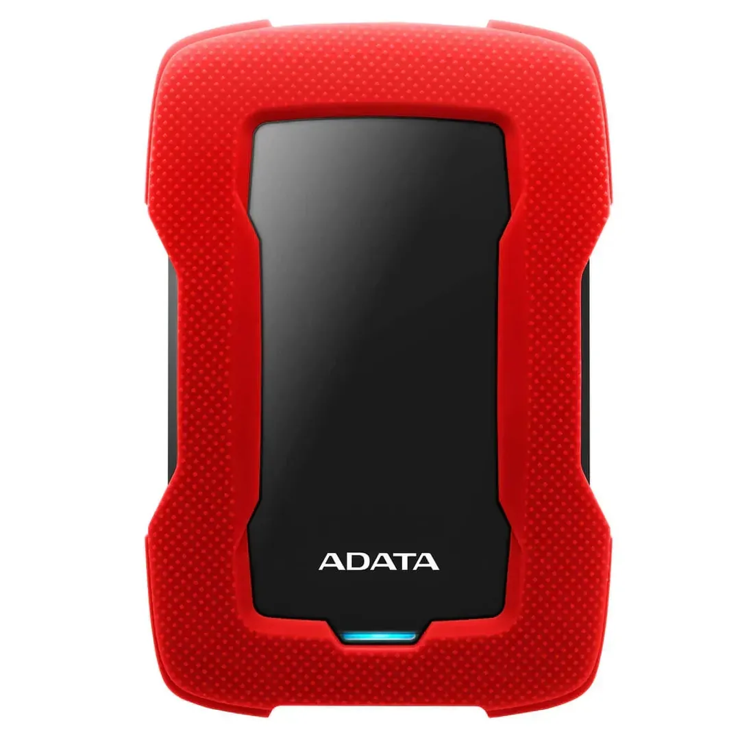 ADATA HD330 External Hard Drive USB 3.2 Durable Shockproof Silicone Protective Rugged Design – 1TB – Red