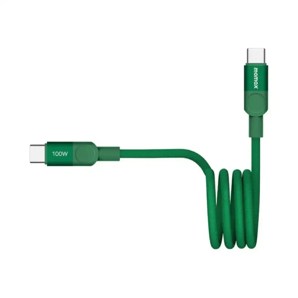 كيبل مغناطيسي Momax Mag.Link USB-C إلى USB-C بقوة 100 واط - طول 1 متر - أخضر