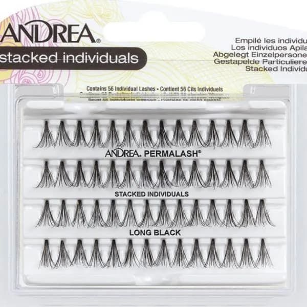 رموش فردية مكدسة باللون الأسود