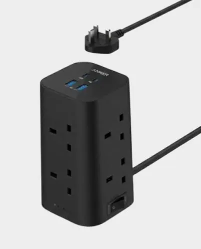 مشترك كهربائي أنكر USB متعدد المنافذ 12 في 1 بقوة 20 واط - أسود