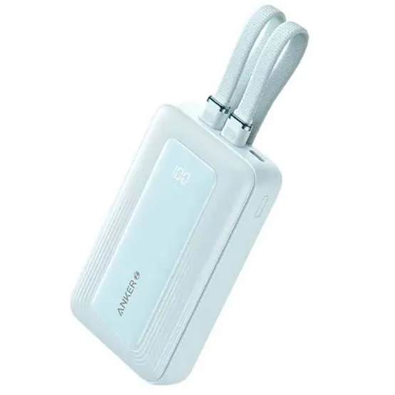 شاحن محمول أنكر زولو 10000 مللي أمبير 35 واط بكابلين USB-C مدمجين - أزرق — 2