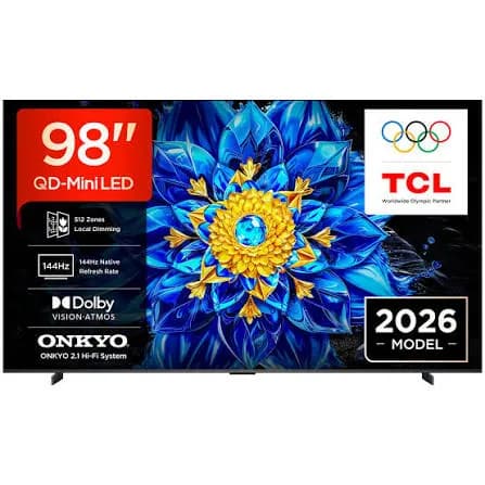 تلفزيون TCL موديل 98P8L مقاس 98 بوصة QD Mini LED بدقة 4K وتردد 144 هرتز مع Google TV