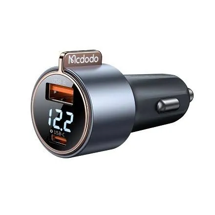 شاحن سيارة سريع ماكدودو 75 واط مع منفذ USB-C ومنفذ USB-A أسود