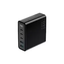 شاحن هافيت UCLE004 UK بتقنية GaN بقوة 140 واط مع شاشة LED - أسود
