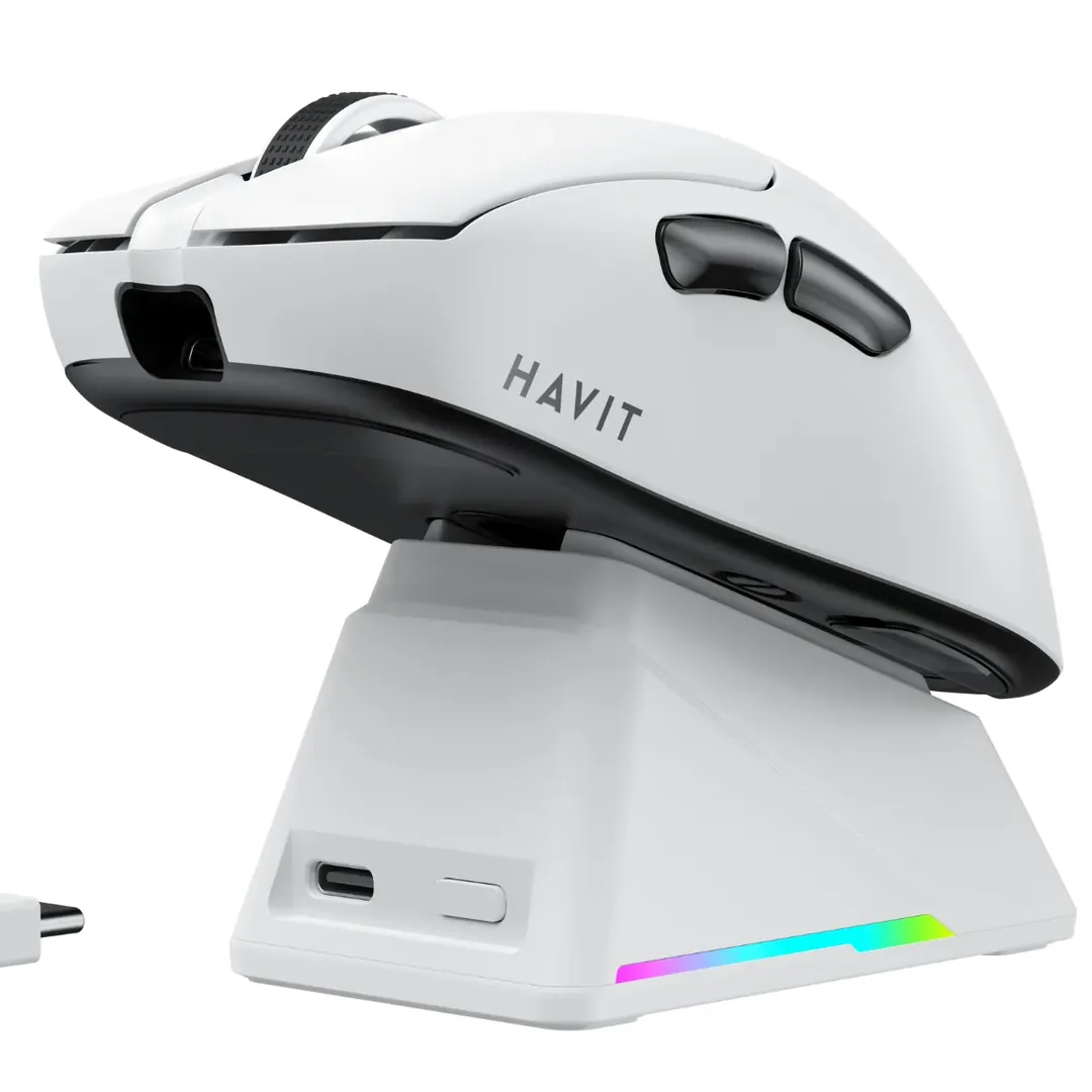 ماوس هافيت HAVIT MS955WB لاسلكي ثلاثي الأوضاع - أبيض وأسود — 4
