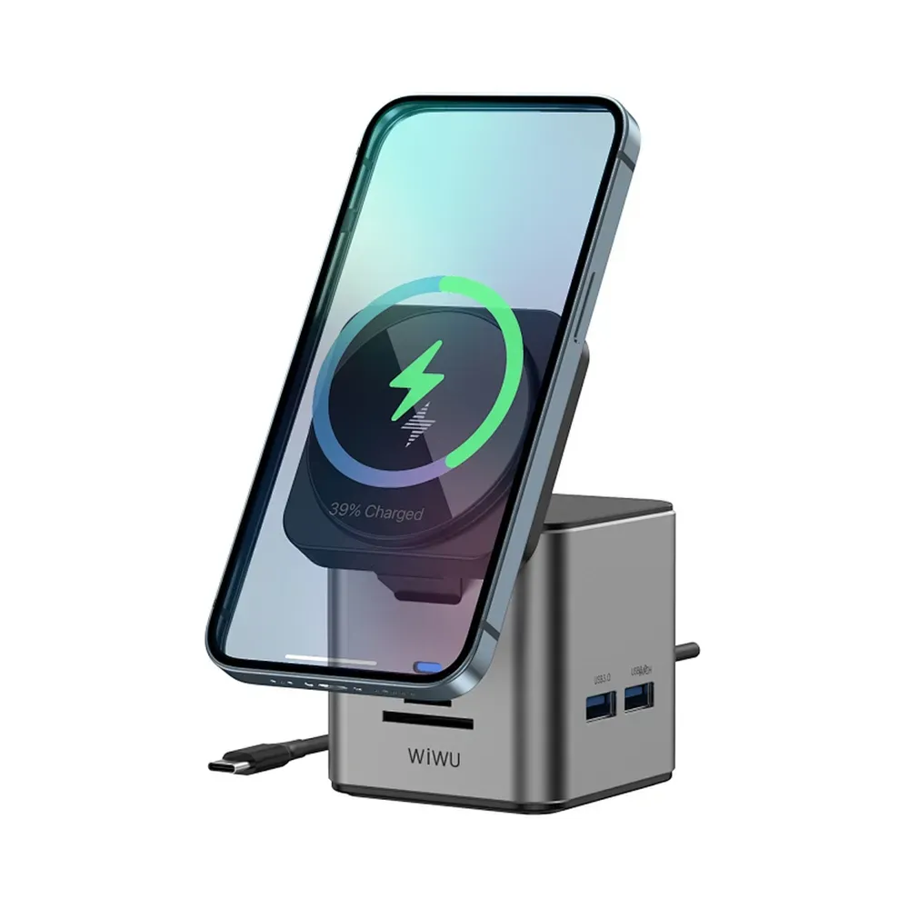 هب WIWU Cube 9 في 1 USB-C دوكينج ستيشن - رمادي