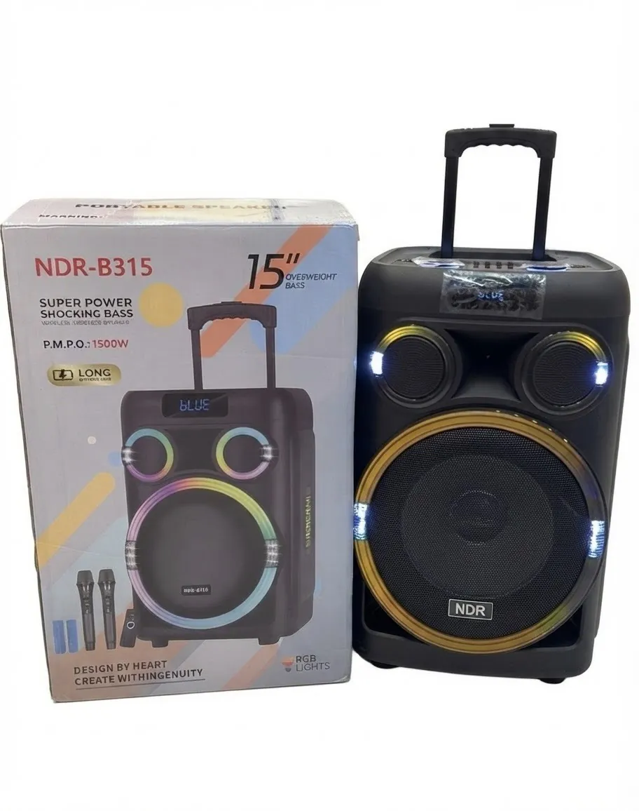 سبيكر مضخم صوت 15 انش لاسلكي مع إضاءة RGB LED ومنفذ USB