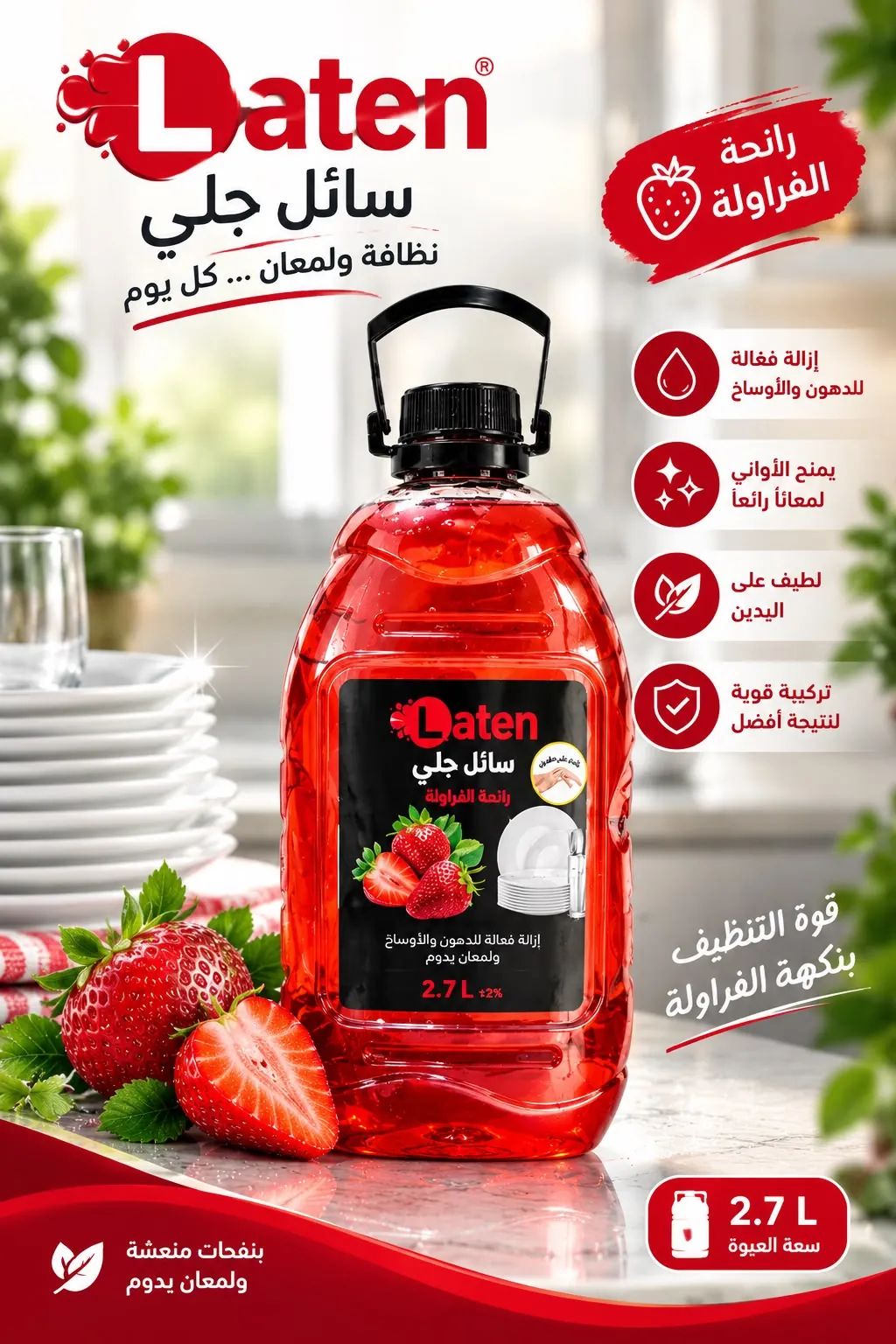 سائل غسيل الصحون بعطر 2.7 لتر