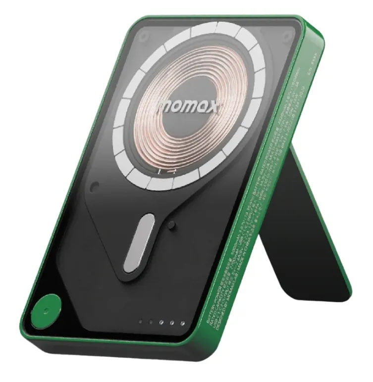 باور بانك مغناطيسي لاسلكي Momax Power X Pro (5000 مللي أمبير) مع حامل وكيبل USB-C مدمج - أبيض