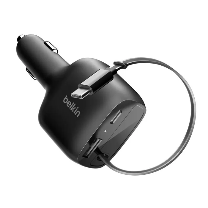 شاحن سيارة بيلكين BoostCharge قابل للسحب بقدرة 75 واط