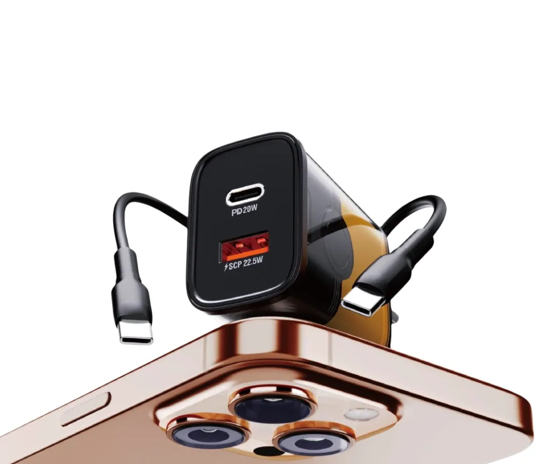 شاحن جداري سريع GaN بقدرة PD 20W ومنفذ USB 22.5W موديل ZR200