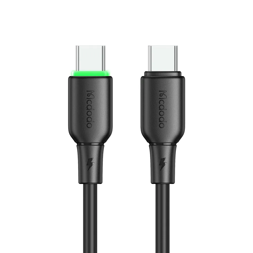 كيبل ماكدودو USB-C إلى USB-C بقدرة 65 واط مع إضاءة LED طول 1.2 متر أسود