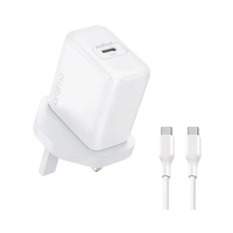 شاحن حائط أورايمو OCW-5203U بقدرة 20 واط مع كابل USB-C إلى لايتنينج - أبيض