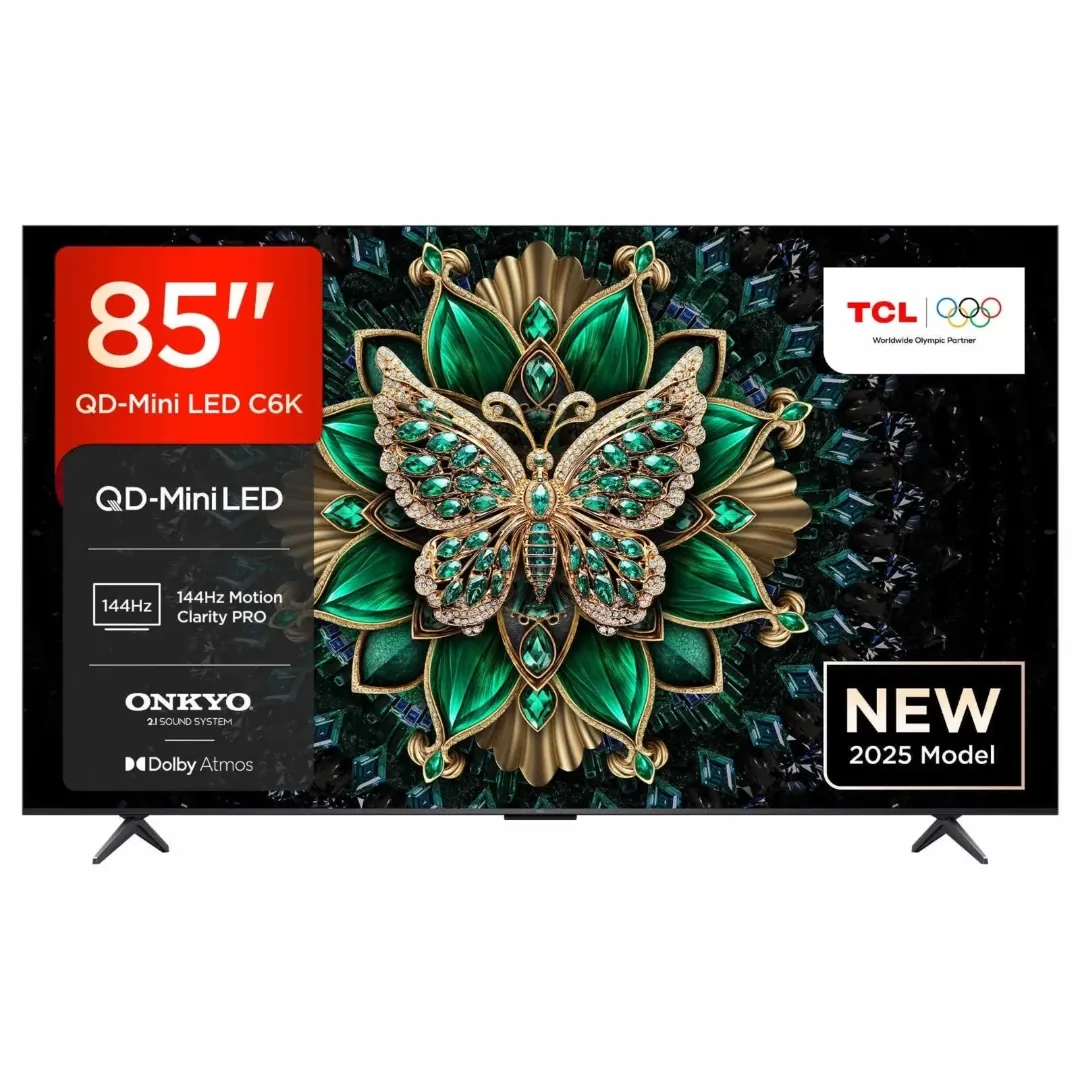 تلفاز 85 بوصة QD Mini LED بدقة 4K وتردد 240 هرتز مع نظام Google TV – موديل C6K85