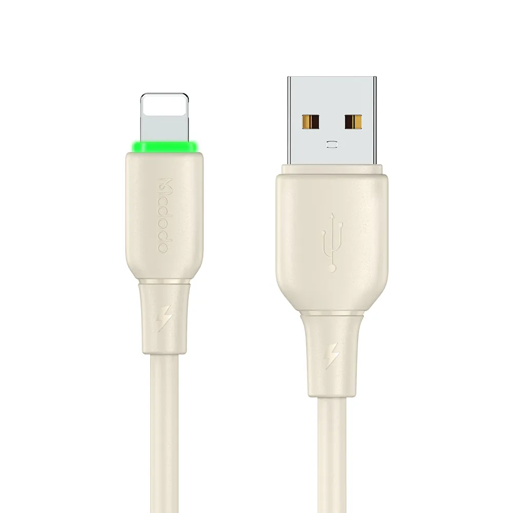 كابل بيانات ماكدودو لايتنينغ مع إضاءة LED طول 1.2 متر بيج