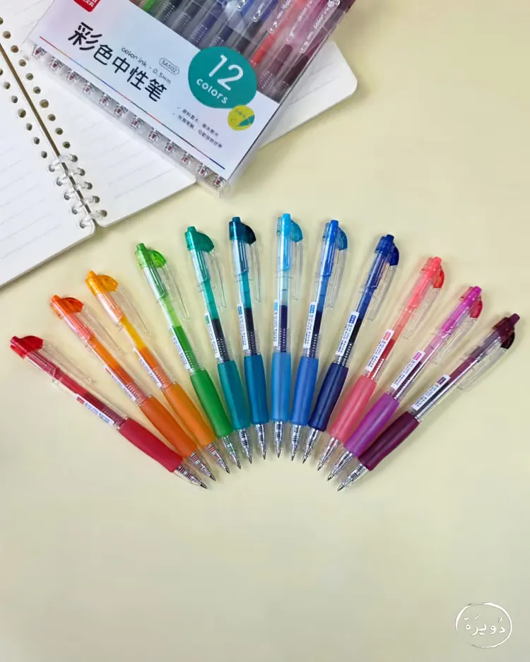 سيت 12 قلم جل ملون - Deli Color Ink