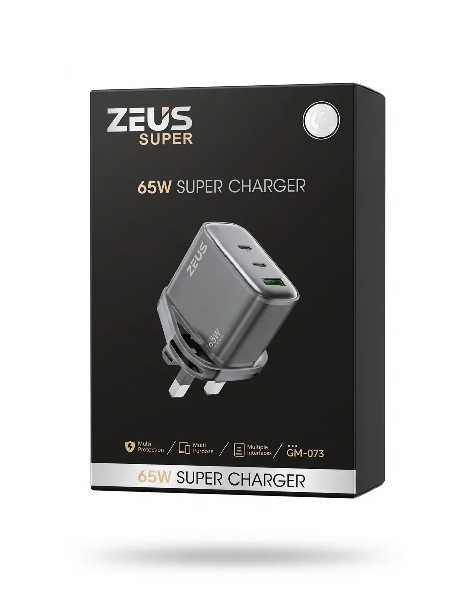 شاحن ZEUS Super الفائق بقوة 65 واط متعدد المنافذ
