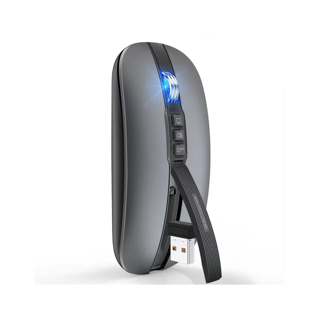 ماوس لاسلكي قابل للطي باتصال مزدوج Bluetooth + USB 2.4G مع إضاءة LED