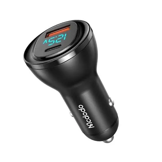 شاحن سيارة مكدودو اورورا 95 واط USB-A + USB-C PD أسود