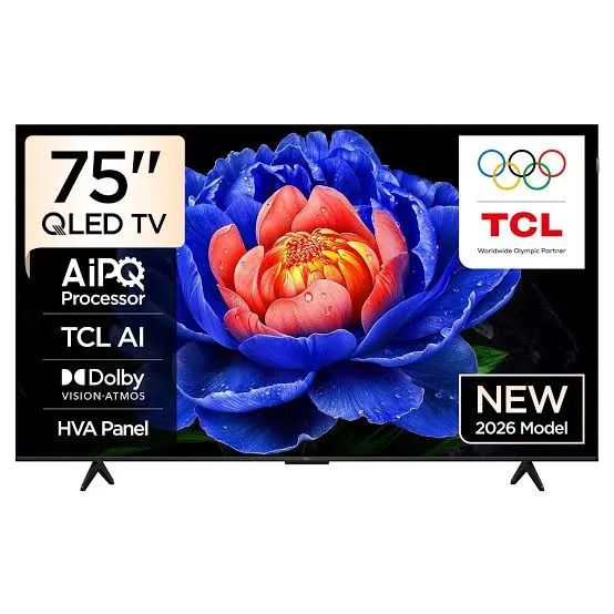 تلفاز TCL 75 بوصة QLED بدقة 4K نظام Google TV موديل 75T6D