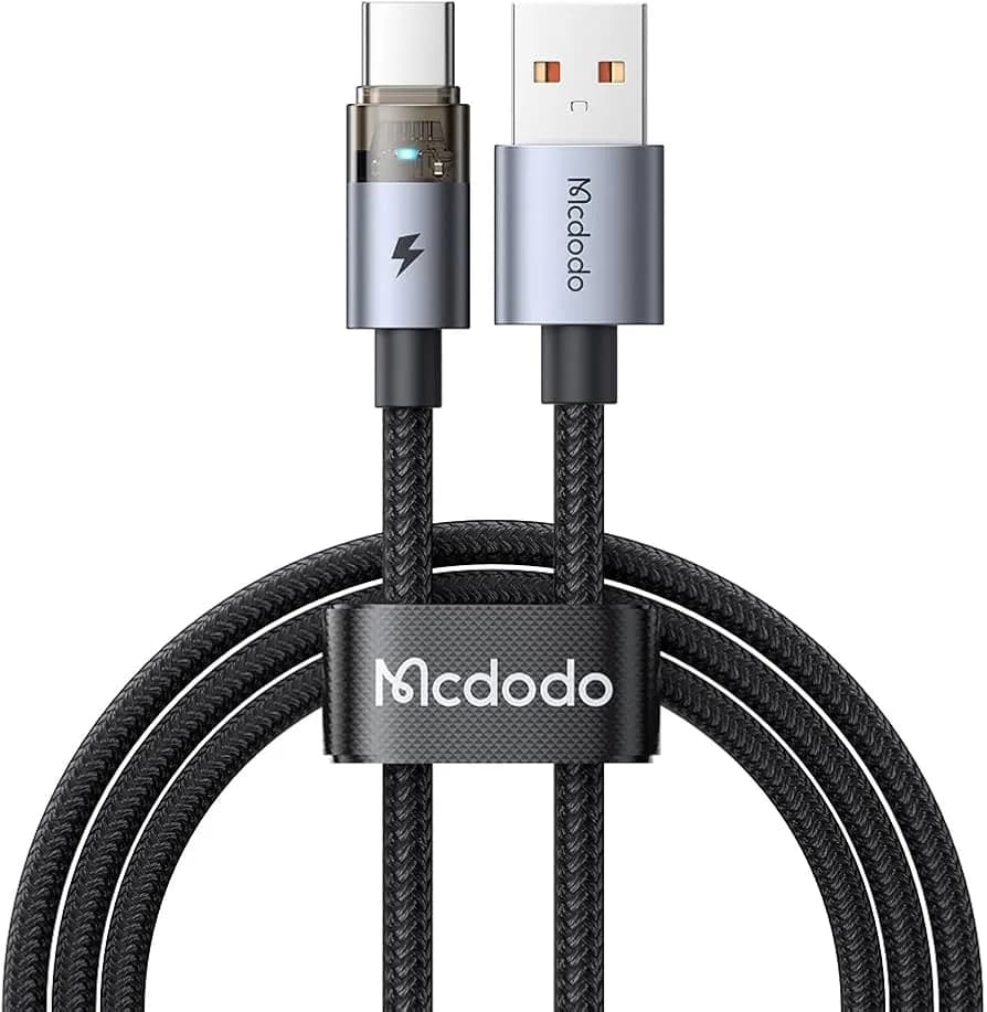كيبل شحن Mcdodo USB-A إلى Type-C شفاف فضي 1.2 متر — 2