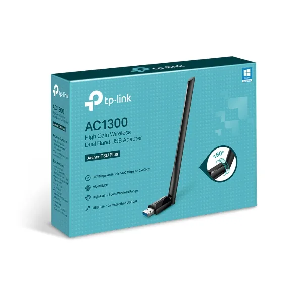 محول شبكة لاسلكي USB تي بي-لينك TP-Link T3U Plus AC1300 — 3