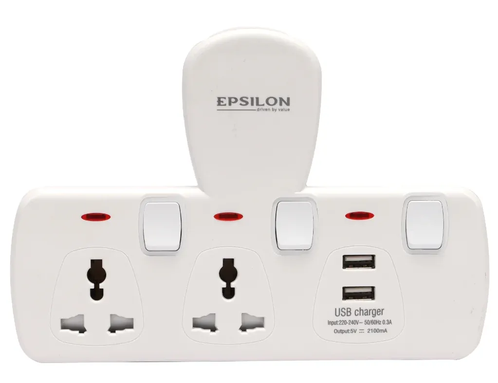 مشترك كهرباء إبسيلون SOCKET-5 بمخرجين عالميين ومنفذي USB