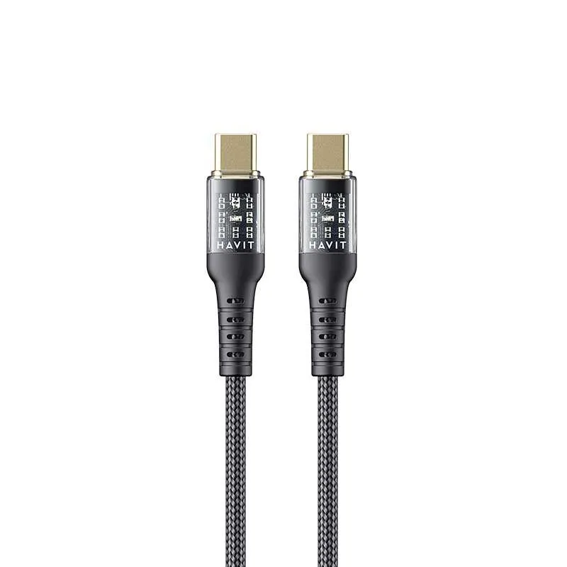كيبل هافيت CB6240 من Type-C إلى Type-C بطول 1 متر بقدرة شحن PD60W - أسود