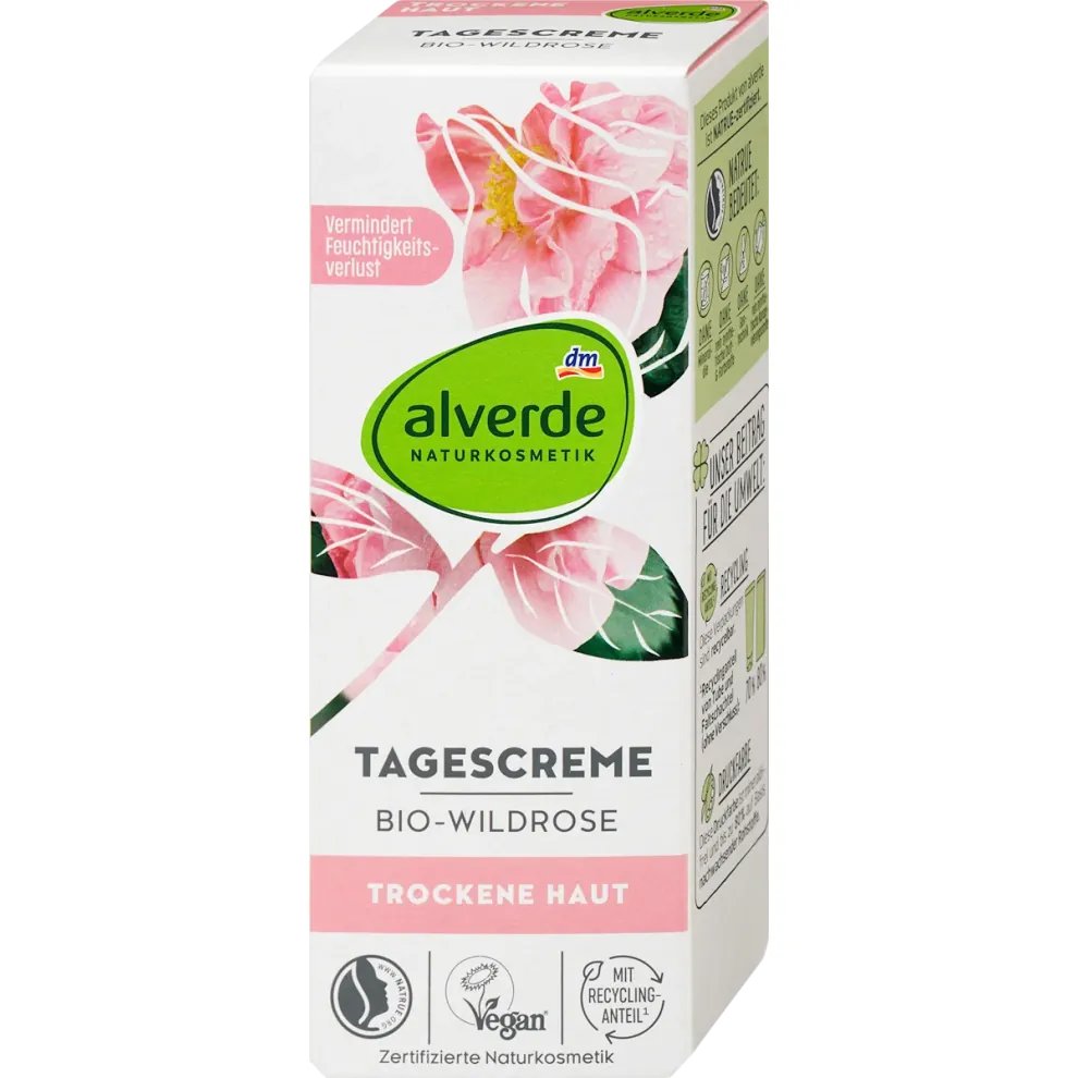 كريم alverde TAGES CREME بالورد البري للبشرة الجافة