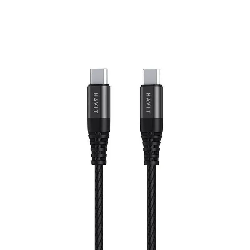 كيبل شحن هافيت CB6010 من USB-C إلى USB-C بقدرة 60 وات - 1.2 متر أسود