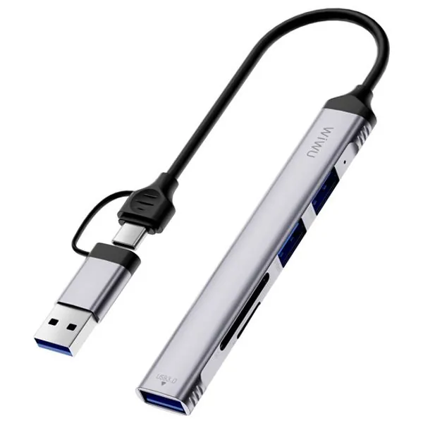 هب WIWU HUB ZOLO 5IN1 - وصلة USB-C خمس منافذ لون رمادي