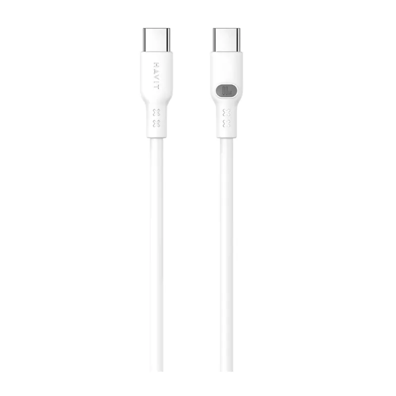 كيبل هافيت CB6279 من Type-C إلى Type-C طول 1 متر بقدرة شحن PD60W - أبيض