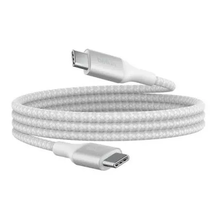 كيبل بلكن بوست تشارج USB-C إلى USB-C مجدول 240 واط (1 متر، أبيض)