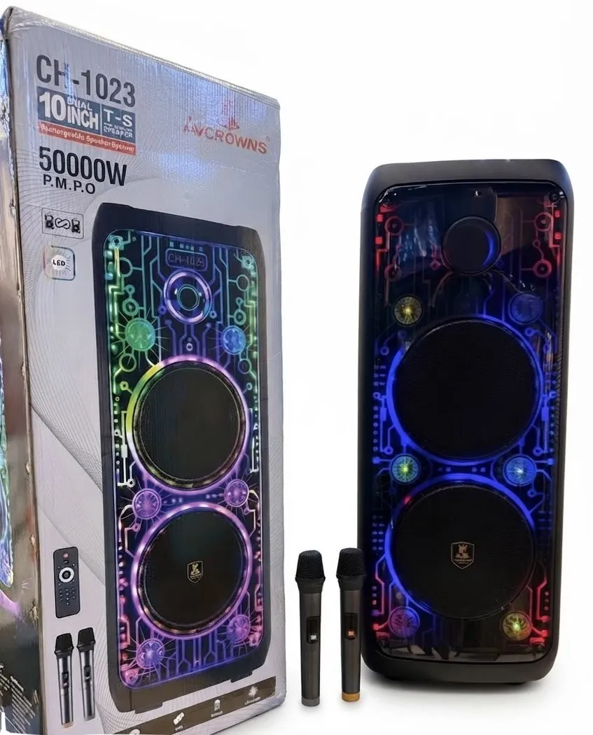 سبيكر مضخم صوت 10 انش لاسلكي مع إضاءة RGB LED ومنفذ USB