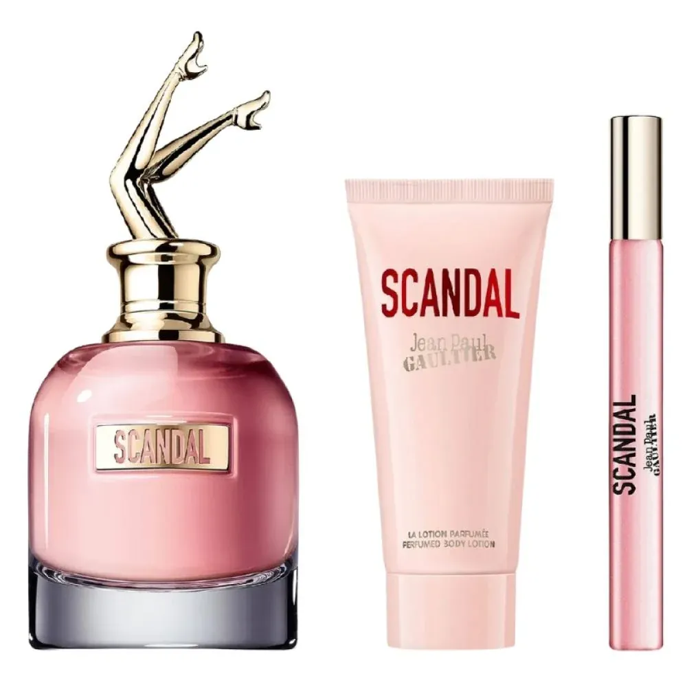 جان بول غوتييه سكاندال - طقم عطر نسائي (او دو بارفان 125مل + جل استحمام 75مل + عطر مصغر 10مل)