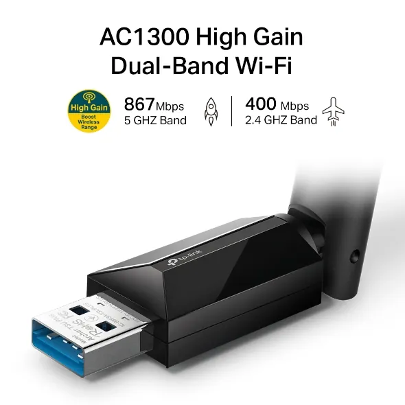 محول شبكة لاسلكي USB تي بي-لينك TP-Link T3U Plus AC1300 — 2