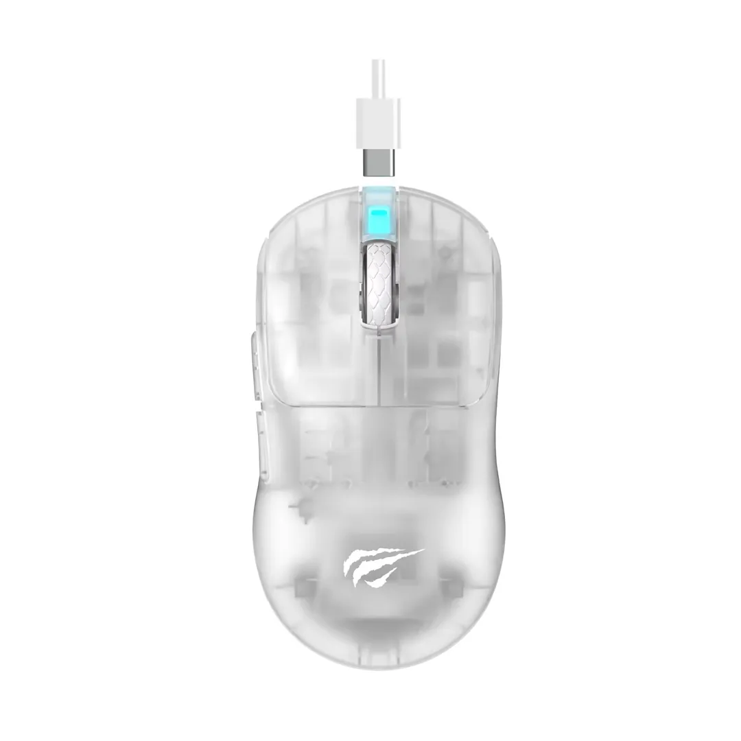 ماوس هافيت MS970WB لاسلكي وسلكي بمنفذ Type-C - شفاف