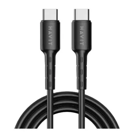 كيبل Havit CB6254 USB C إلى C شحن سريع 60 واط 1 متر أسود