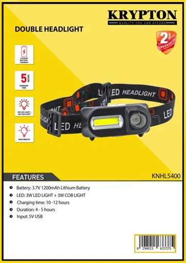 كريبتون مصباح أمامي مزدوج LED ببطارية ليثيوم KNHL5400 - 6294015633375